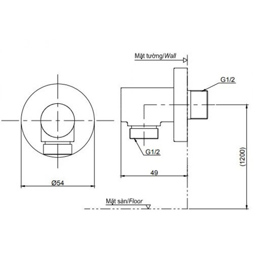 Cút nối tường Toto TBW02013B