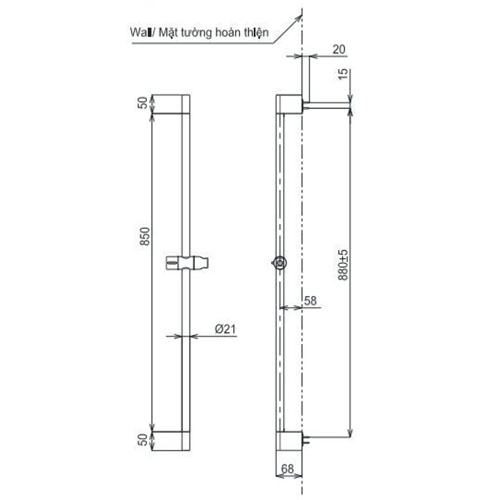 Thanh trượt sen tắm Toto TBW07018A dòng G