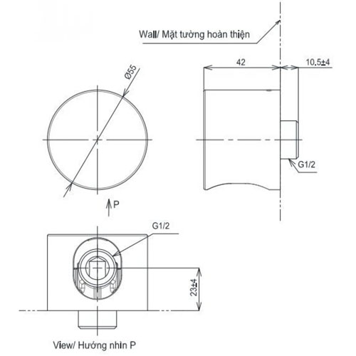 Gác sen kèm cút nối tường Toto TBW07021B