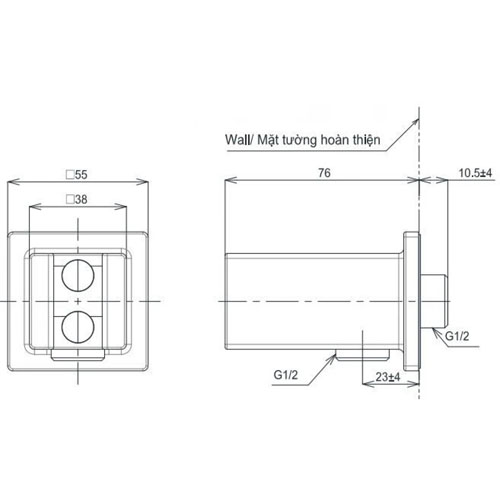 Gác sen kèm cút nối tường Toto TBW08010A