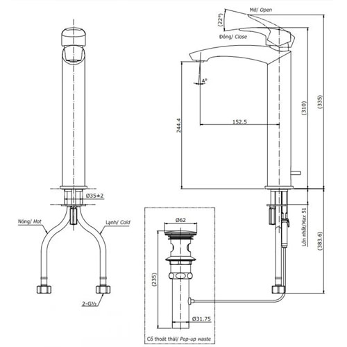Vòi nóng lạnh Lavabo TOTO TLG09305V