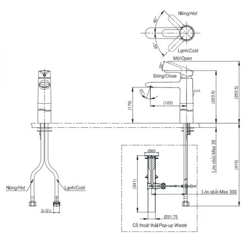Vòi nóng lạnh Lavabo TOTO TVLM111NS 