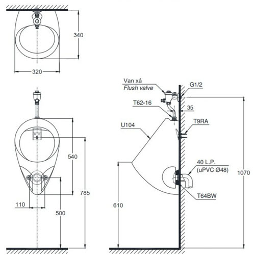 Bồn tiểu nam Toto U104W-F