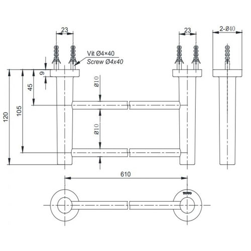 Thanh vắt khăn tắm đôi TOTO YT406W6V 