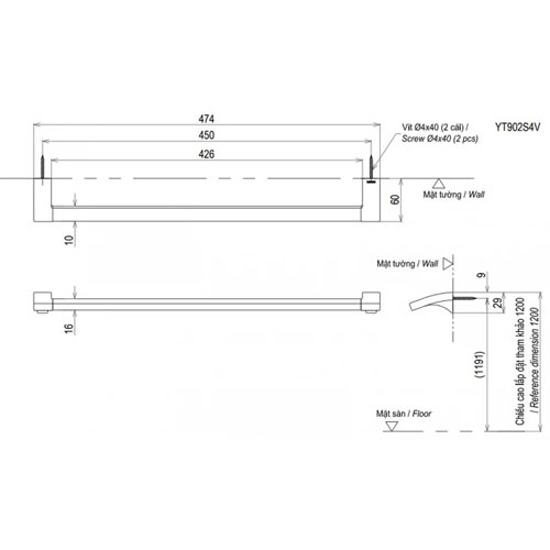 Thanh vắt khăn tắm Toto YT903S4V