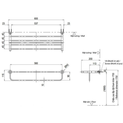 Thanh Vắt Khăn TOTO YTS406BV hai tầng