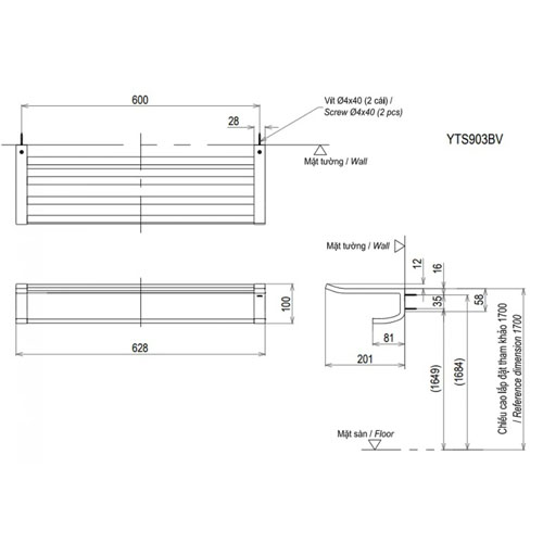 Thanh vắt khăn tắm Toto hai tầng YTS903  