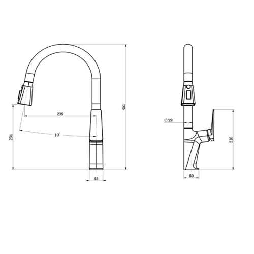 vòi rửa bát rút dây Haruki HRB-127Y màu vàng mờ
