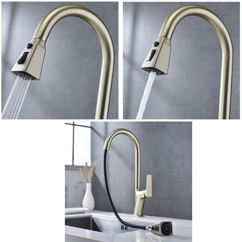 vòi rửa bát rút dây Haruki HRB-127Y màu vàng mờ