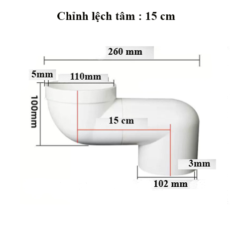 Thiết Bị Chỉnh Lệch Tâm Bồn Cầu,Bàn Cầu,bệt 15 cm dùng cho ống phi 110