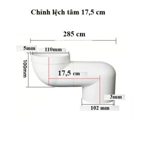 Thiết Bị Chỉnh Lệch Tâm Bồn Cầu,Bàn Cầu,bệt 17,5 cm dùng cho ống phi 110