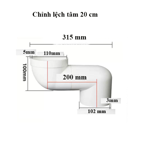 Thiết Bị Chỉnh Lệch Tâm Bồn Cầu,Bàn Cầu,bệt 20 cm dùng cho ống phi 110