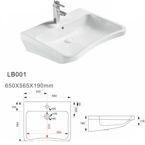 Chậu rửa mặt lavabo dành cho bệnh viện,người khuyết tật Haruki LB001