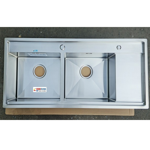 Chậu rửa bát 2 hố Sobisung SB-10548 ( 2 hố 1 bàn phải)