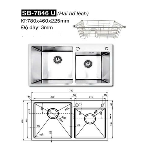 Chậu rửa bát Hàn Quốc Sobisung SB-7846U