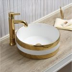 Chậu rửa lavabo đặt bàn viền vàng HANJIN HJ-3012