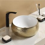 Chậu rửa lavabo đặt bàn màu vàng HANJIN HJ-5130