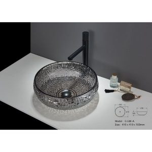 Chậu rửa lavabo đặt bàn pha lê HANJIN HJ-60CR - 1 (đen)