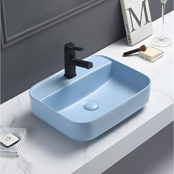 Chậu rửa lavabo đặt bàn màu xanh HANJIN HJ-717ML 1 Chậu rửa lavabo đặt bàn màu xanh HANJIN HJ-717ML