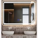 Gương LED chữ nhật ánh sáng trắng, vàng, trung tính, viền cát và sấy Hanjin HJG-013