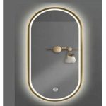 Gương LED bầu dục ánh sáng trằng, vàng, trung tính, viền hợp kim và sấy Hanjin HJG-015