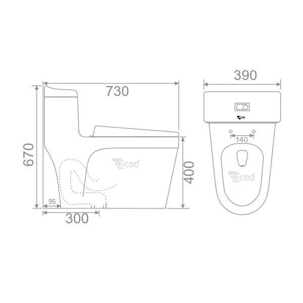 Bồn cầu Ecod liền khối EB270/PP