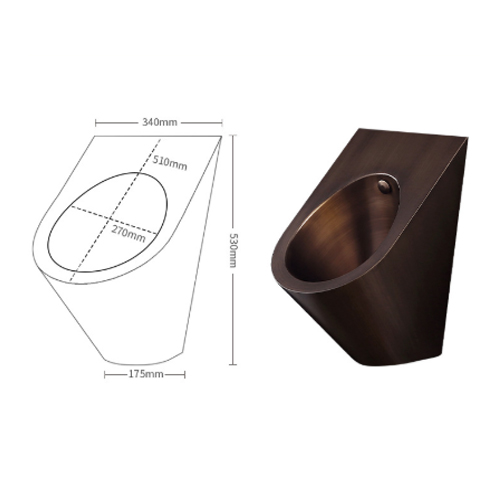 Bồn tiểu nam Swass  inox 304 STN-8105 ( màu đồng cổ)