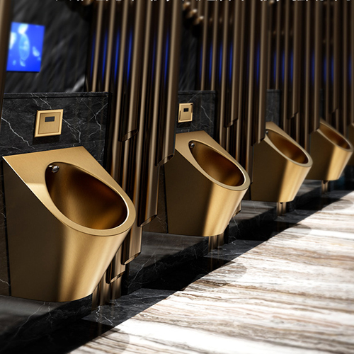 Bồn tiểu nam Swass  inox 304 STN-8107 có kèm van cảm ứng ( màu vàng mờ)