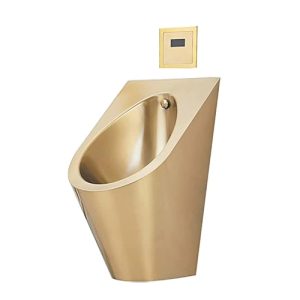 Bồn tiểu nam Swass  inox 304 STN-8107 có kèm van cảm ứng ( màu vàng mờ)