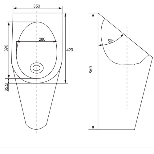 Bồn tiểu nam SWASS đặt sàn INOX 304 STN-8112 ( thoát ngang )