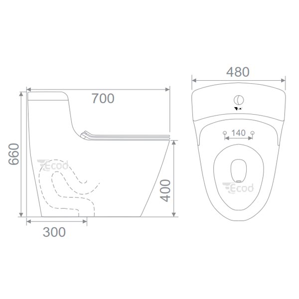 Bồn cầu Ecod nắp rửa cơ EB088/EBN282R