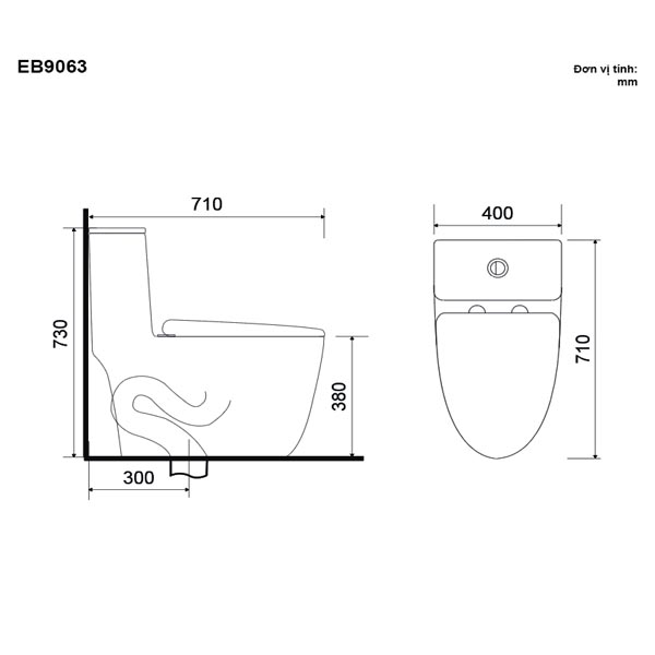 Bồn cầu Ecod liền khối EB9063/PP