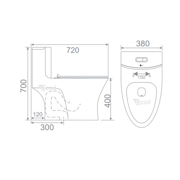 Bồn cầu Ecod liền khối EB282/PP