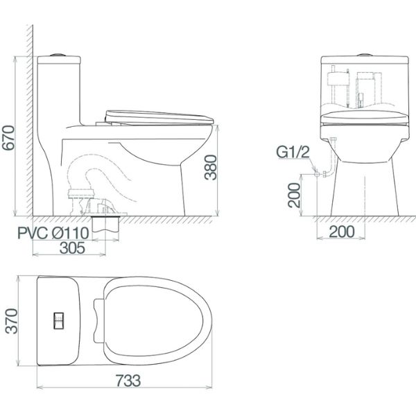 Bàn cầu một khối MK2