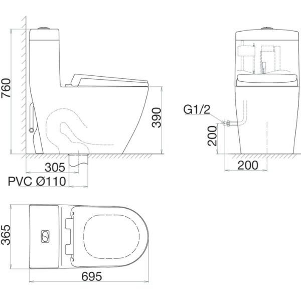 Bàn cầu một khối V199