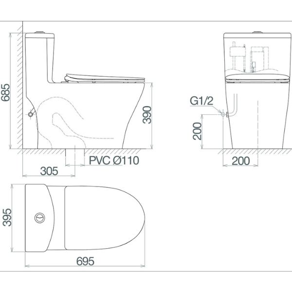 Bàn cầu một khối V36