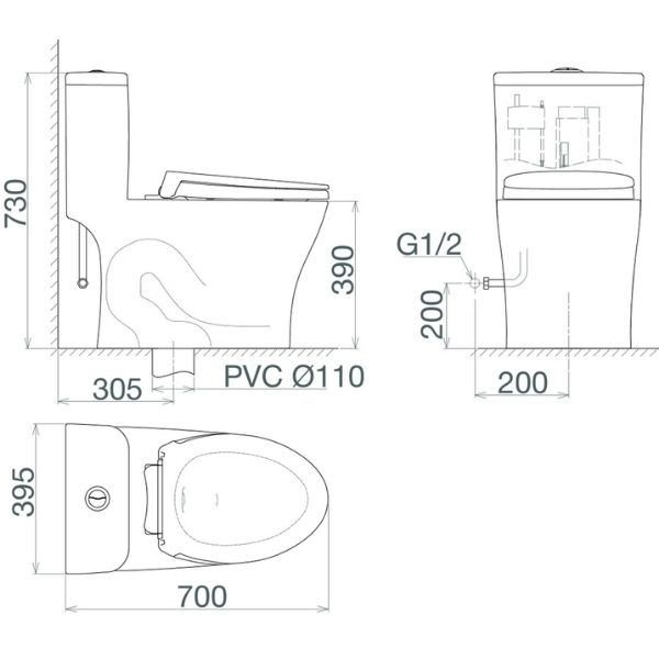 Bàn cầu một khối V63