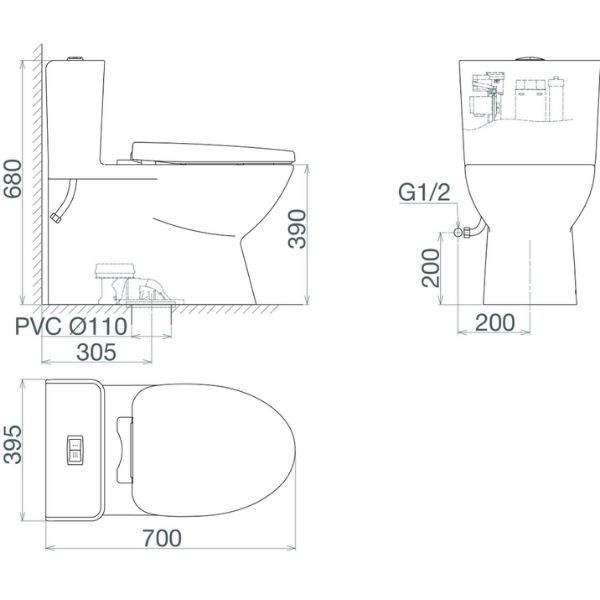 Bàn cầu một khối V808
