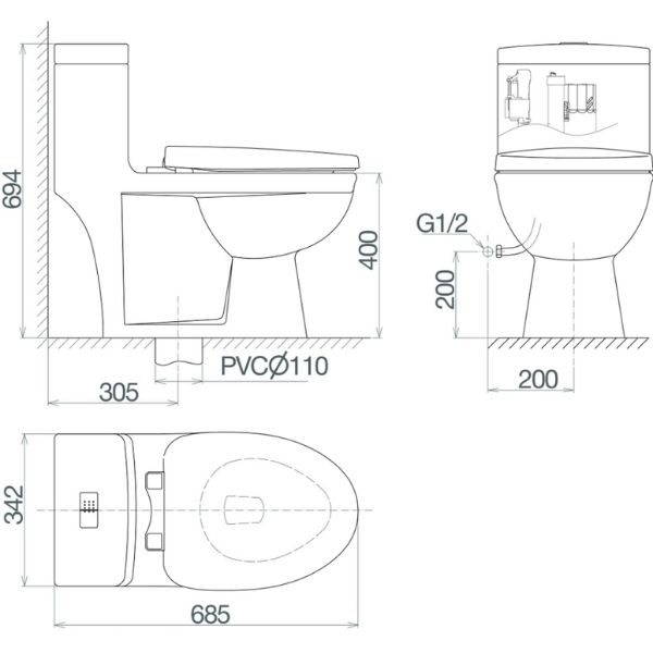 Bàn cầu một khối V825