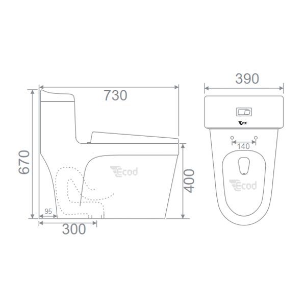 Bồn cầu Ecod nắp rửa cơ EB270/EBN559R