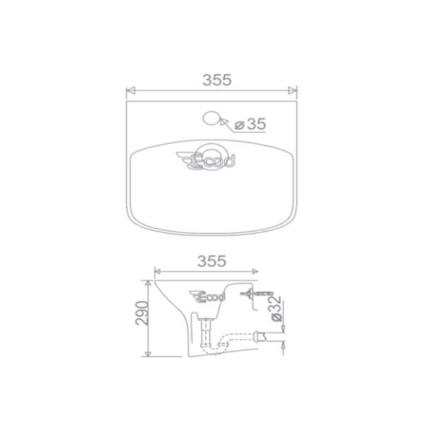 Chậu treo tường liền chân EC5200D