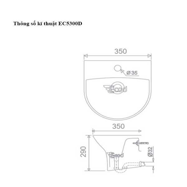 Chậu treo tường liền chân EC5300D