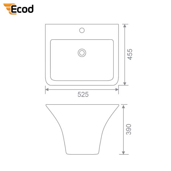 Chậu Ecod treo tường liền khối EC6002