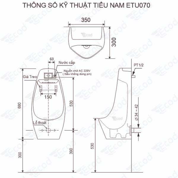Tiểu nam cảm ứng ETU070 AC 220V