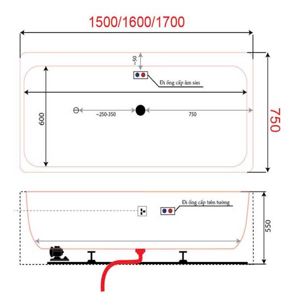 Bồn tắm Ecod TL799 (Sục khí)