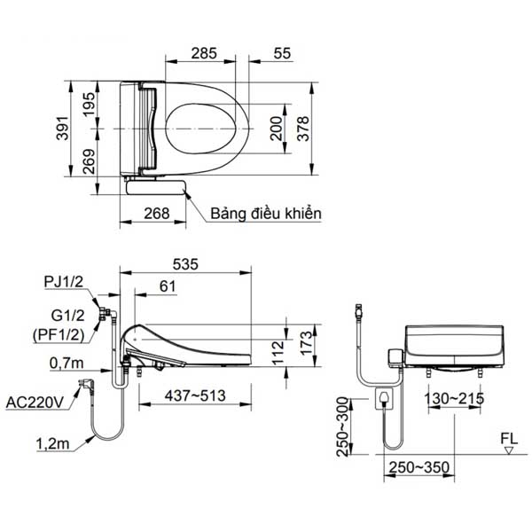 Nắp bồn cầu điện tử Inax CW - H18VN