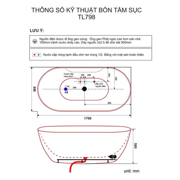 Bồn tắm Ecod hệ thống sen vòi xả bồn / TL798