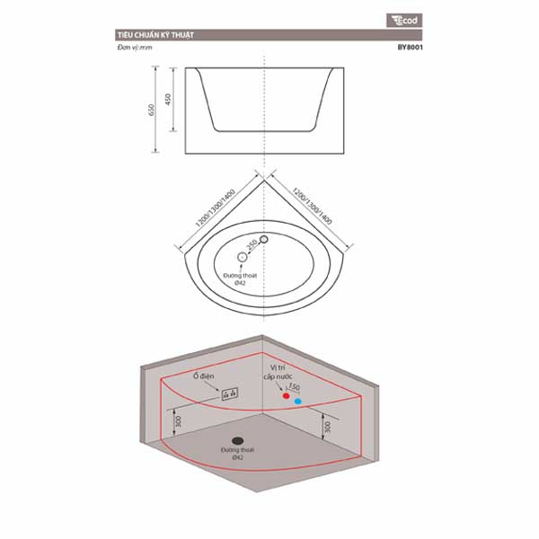 Bồn tắm Ecod bồm yếm , yếm /BY8001