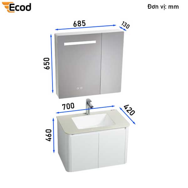Bộ tủ chậu lavabo EC7042 