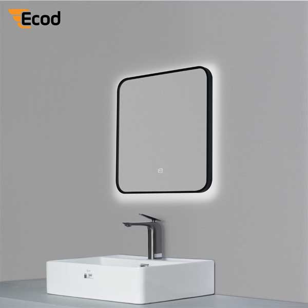 Gương vuông 50x50 cm led 3 màu khung nhôm đen LED,Sấy/EGK5050